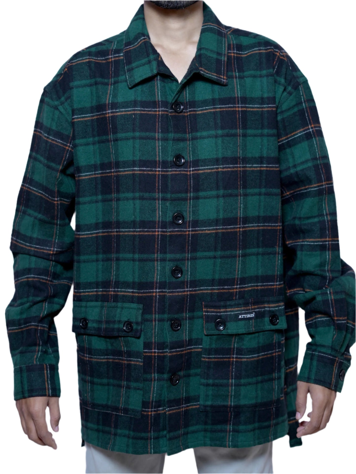 Up&Down Green double pocket shacket