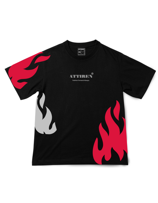 "ATTIREN® Flame Graphic Oversized T-Shirt [UNISEX]