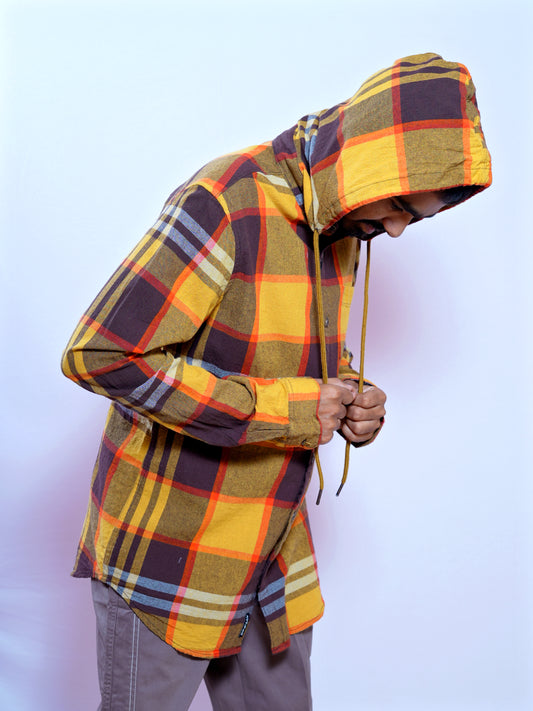 Checks Hooded Shirt